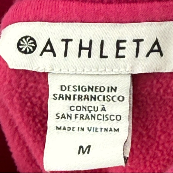 Athleta Triumph Hybrid Half Zip Sweatshirt Hot Pink Gym Size Medium - Picture 8 of 10